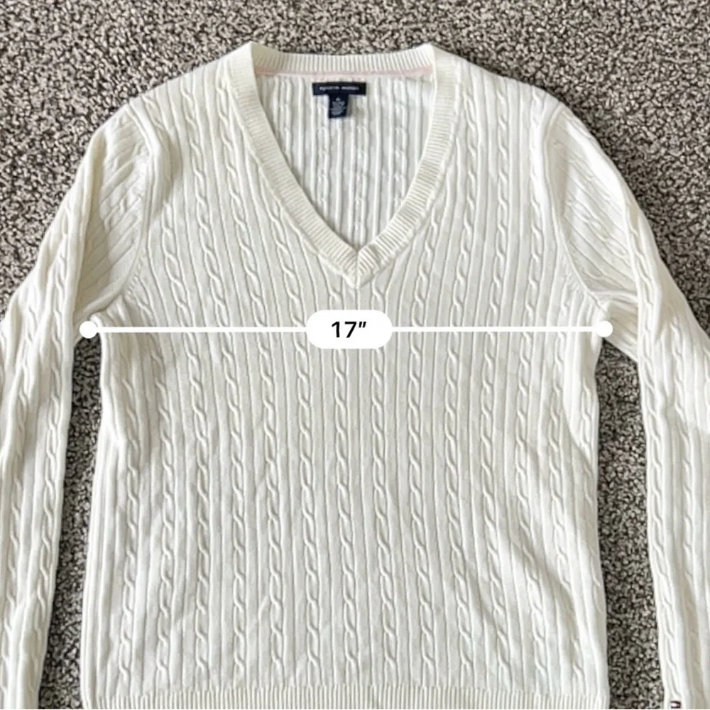 Vintage Y2K Tommy Hilfiger Cable Knit V-Neck Sweater - Prep Coastal Old Money - Picture 11 of 12